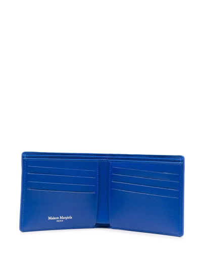 Shop Maison Margiela Four-stitch Bifold Wallet In Blue