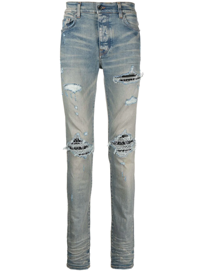 Shop Amiri Mx1 Ripped Skinny Jeans In Blue