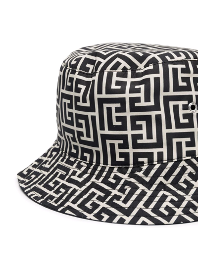 Shop Balmain Logo Embroidered Bucket Hat In Black