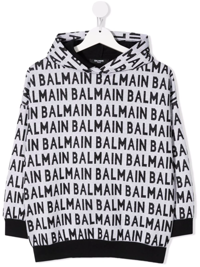 Shop Balmain Logo-print Pullover Hoodie In White