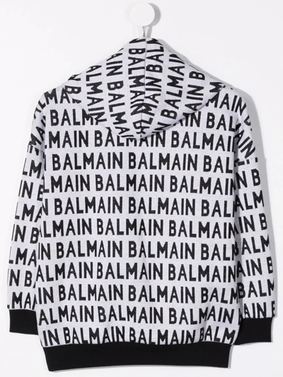 Shop Balmain Logo-print Pullover Hoodie In White