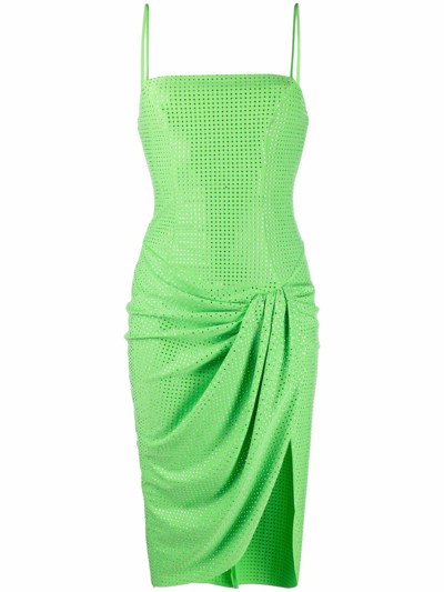 Shop Giuseppe Di Morabito Square-neck Slit-detail Dress In Green