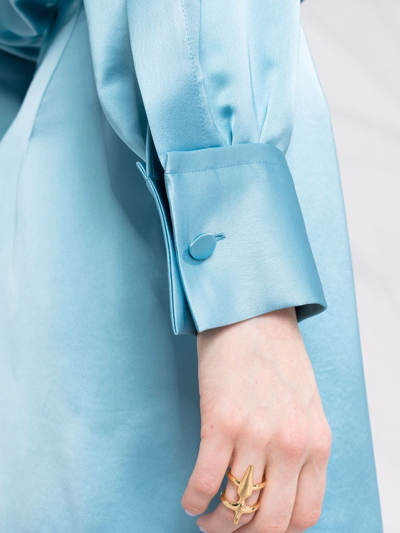 Shop Blanca Vita Wrap-style Satin-effect Dress In Blue