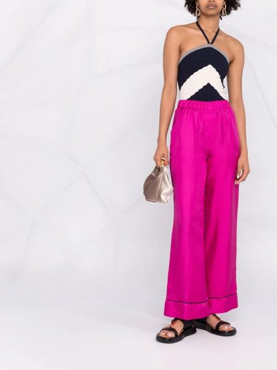 Shop Blanca Vita Satin-effect Wide-leg Trousers In Pink