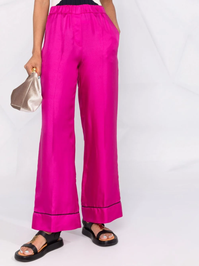 Shop Blanca Vita Satin-effect Wide-leg Trousers In Pink