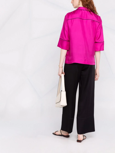 Shop Blanca Vita Satin-effect Pajama-style Shirt In Pink