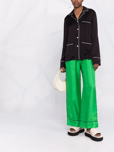 Shop Blanca Vita Wide-leg Silk Trousers In Green