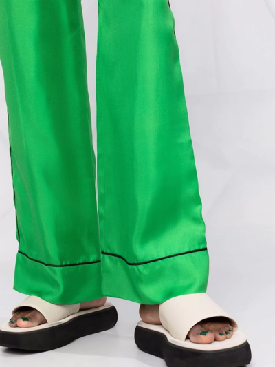 Shop Blanca Vita Wide-leg Silk Trousers In Green