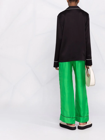 Shop Blanca Vita Wide-leg Silk Trousers In Green
