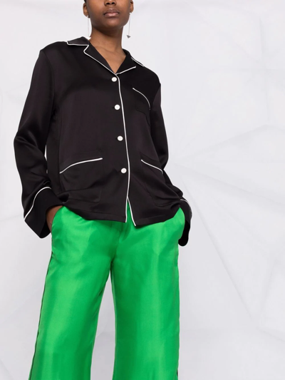 Blanca Vita Wide-leg Silk Trousers In Green