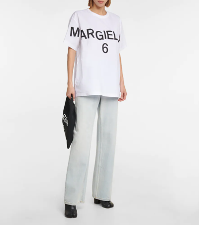 Shop Mm6 Maison Margiela Logo Cotton T-shirt In White