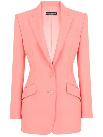 Shop Dolce & Gabbana Peach Single-breasted Jacket In Pesca