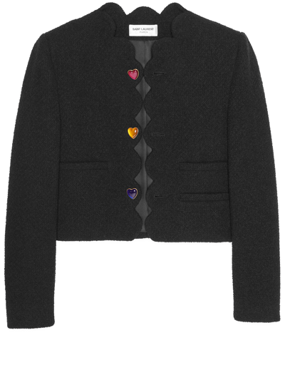 Shop Saint Laurent Heart Buttons Jacket In Black