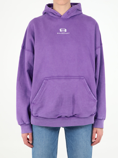 Shop Balenciaga Unity Lilac Hoodie In Black