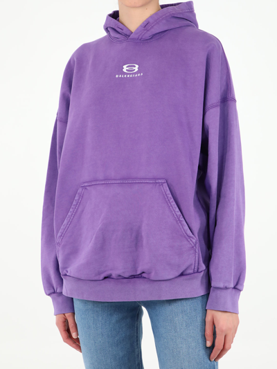 Shop Balenciaga Unity Lilac Hoodie In Black