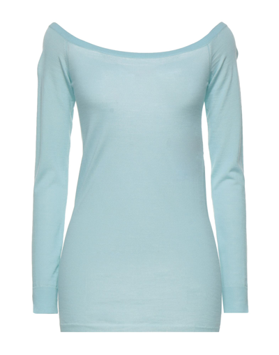 Shop Stella Mccartney Woman Sweater Sky Blue Size 6-8 Virgin Wool, Polyamide, Elastane
