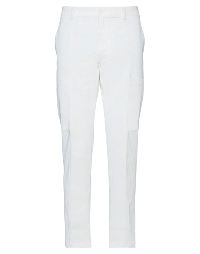 Shop En Avance Man Pants White Size 28 Cotton, Elastane