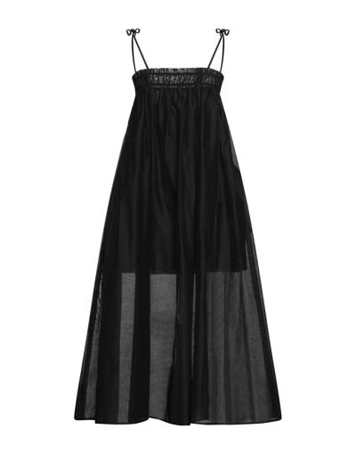 Shop Avn Woman Long Dress Black Size 6 Cotton, Polyester
