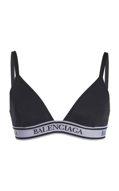 Shop Balenciaga Women's Cotton Jersey Paris Bra In Black