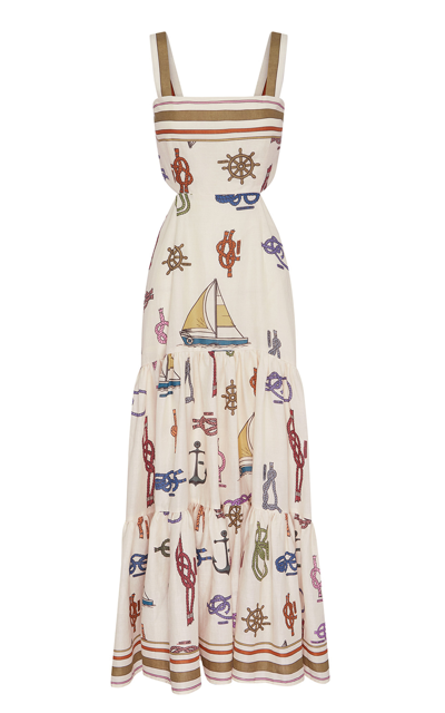 Shop Alemais Women's Ships Ahoy Printed Ramie Midi Dress