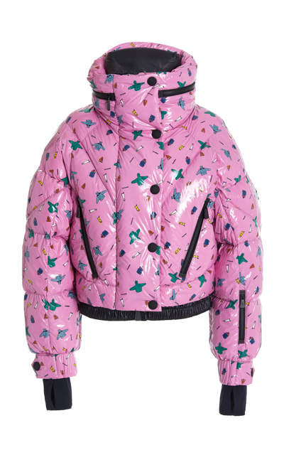 Shop Moncler Pumel Printed Short Down Jacket In Multi