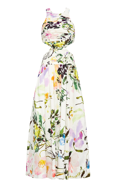 Shop Aje Women's Introspect Floral-print Linen-blend Midi Dress