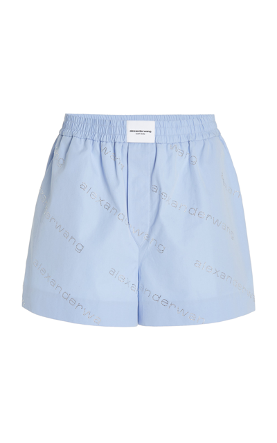 Shop Alexander Wang Women's Classic Boxer Logo Mini Shorts In Blue