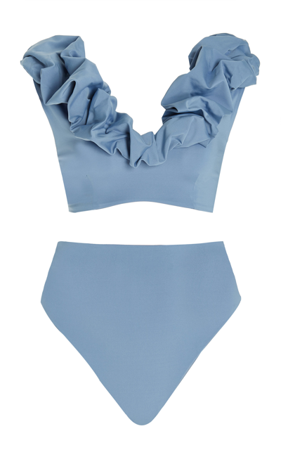 Shop Maygel Coronel Women's Lucila Ruffled Bikini In Blue