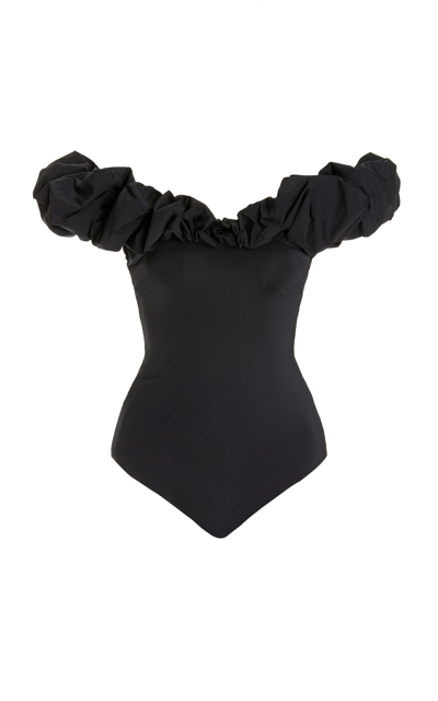 Shop Maygel Coronel Women's Mia Ruffled Off-the-shoulder One-piece Swimsuit In Black