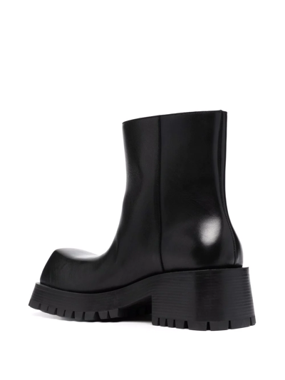 Shop Balenciaga Trooper Square-toe Ankle Boots In Black