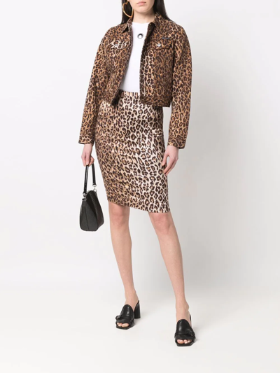 Pre-owned Dolce & Gabbana 1990s Leopard-print Denim Jacket In Brown