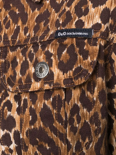 Pre-owned Dolce & Gabbana 1990s Leopard-print Denim Jacket In Brown
