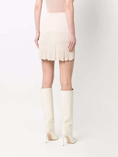 Pre-owned Alaïa 1990s Cable Knit Miniskirt In Neutrals