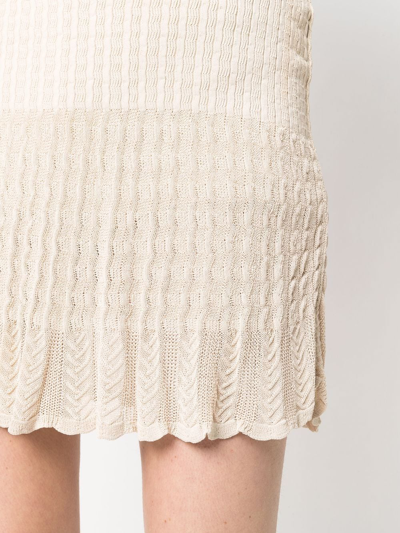 Pre-owned Alaïa 1990s Cable Knit Miniskirt In Neutrals