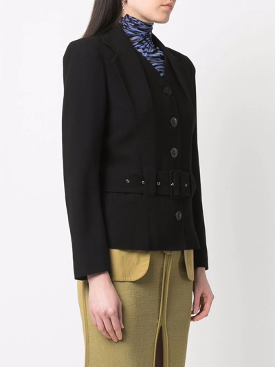 Pre-owned John Galliano 1990s Single-breasted Belted Jacket In Black