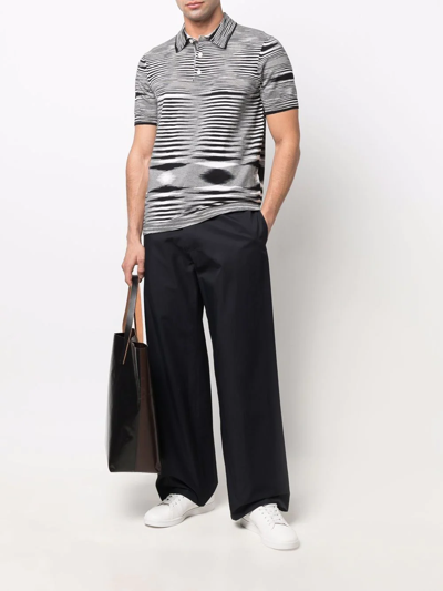 Shop Missoni Intarsia-knit Polo Shirt In Black