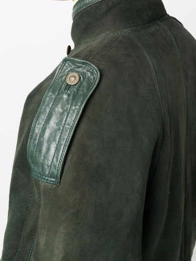 Pre-owned Versace 1980s Double-breasted Shearling Coat In Green