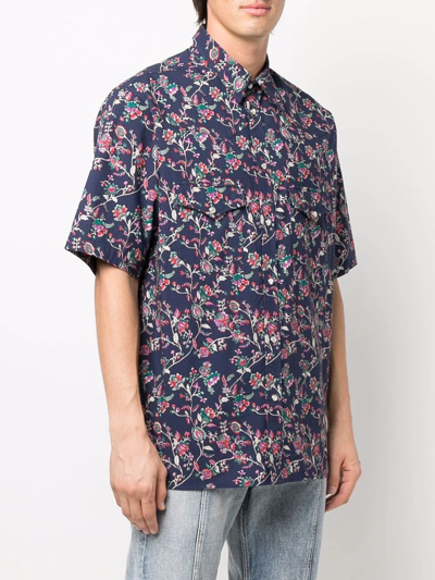 Shop Isabel Marant Floral-print Short-sleeve Shirt In Blue