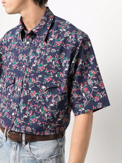 Shop Isabel Marant Floral-print Short-sleeve Shirt In Blue