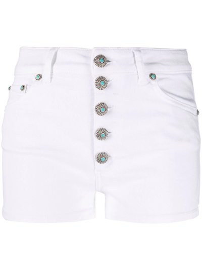 Shop Dondup Gemstone-embellished Denim Shorts In White