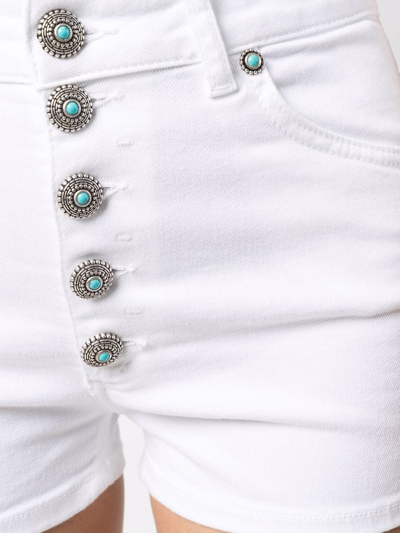 Shop Dondup Gemstone-embellished Denim Shorts In White
