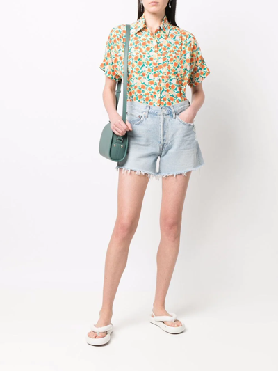 Apc Zoe Floral-print Crepe Shirt In Orange