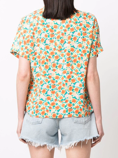 Shop Apc Floral-print Shirt In Orange