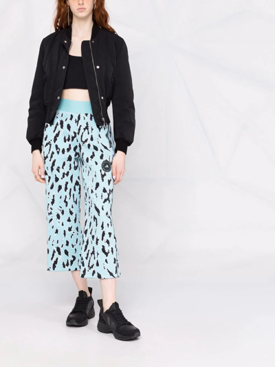 Shop Adidas By Stella Mccartney Leopard-print Cropped Track Pants In Blue