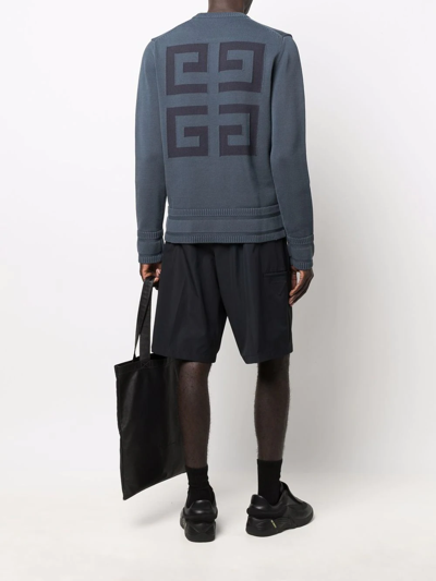 Shop Givenchy Logo-intarsia Cotton Jumper In Blue