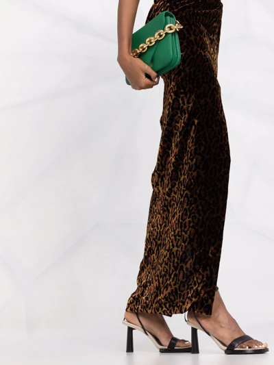 Shop Laquan Smith Velvet Cheetah-print Draped Skirt In Black