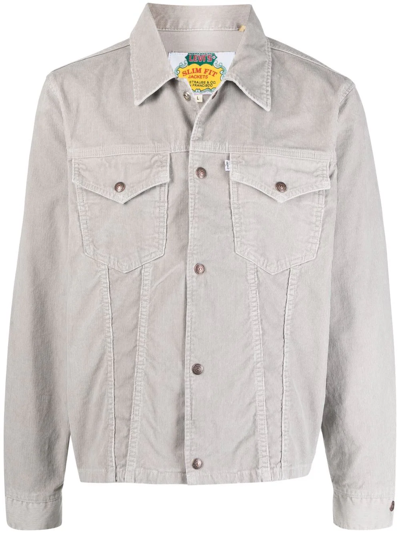 Shop Levi's Corduroy Cotton Trucker Jacket In Grey