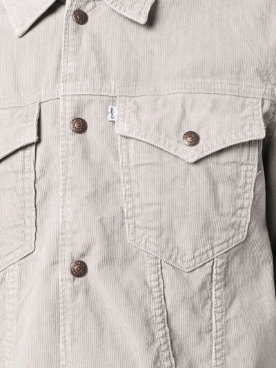 Shop Levi's Corduroy Cotton Trucker Jacket In Grey
