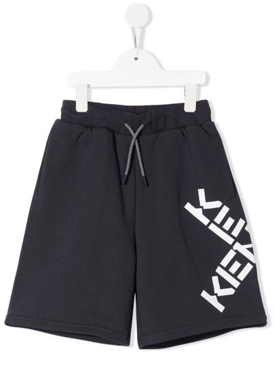 Shop Kenzo Cross-logo Print Shorts In Blue