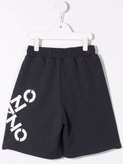 Shop Kenzo Cross-logo Print Shorts In Blue